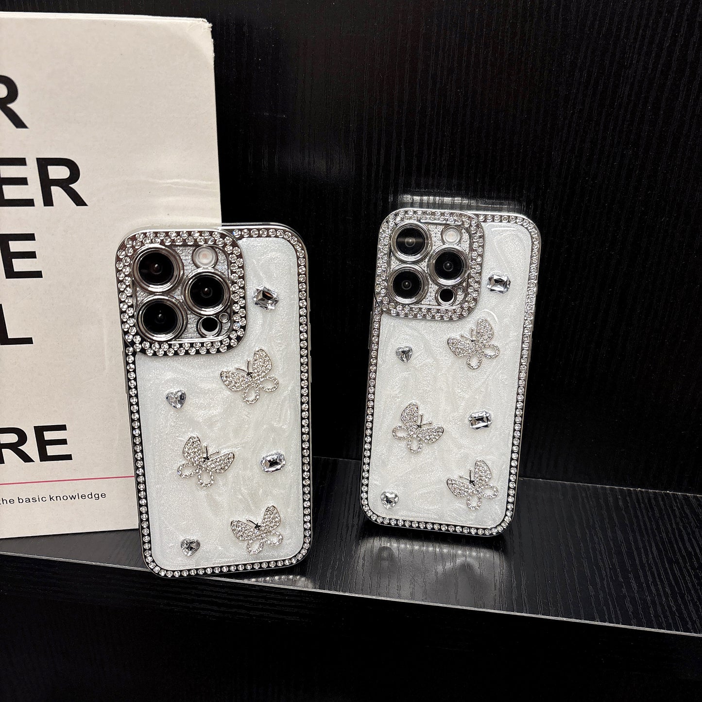 Luxury Crystal Butterfly iPhone Case – Sparkling Diamond-Embellished Design with Elegant Butterfly Motif, Shiny Gloss Finish for iPhone 16/15/14/13, Perfect Gift for Her