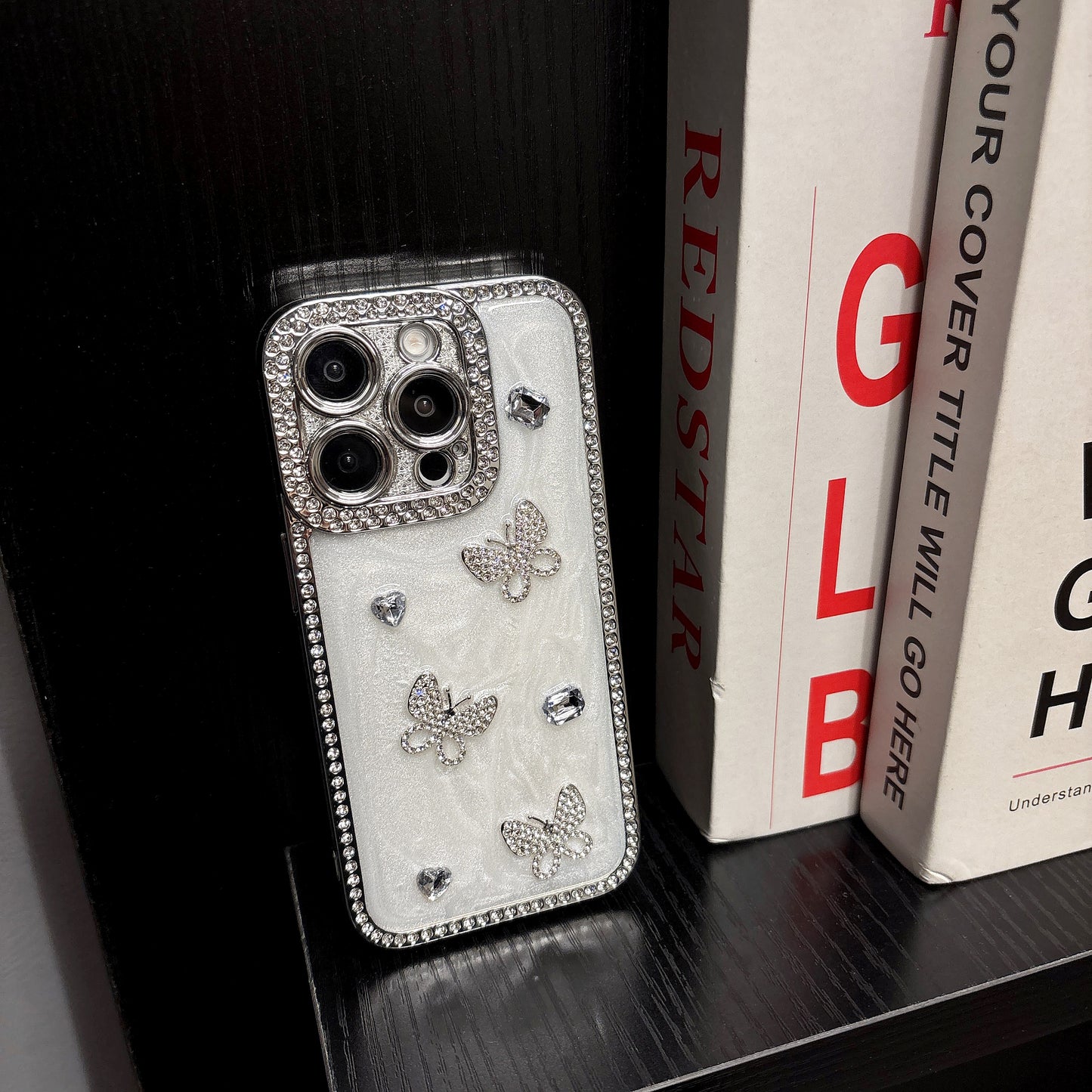 Luxury Crystal Butterfly iPhone Case – Sparkling Diamond-Embellished Design with Elegant Butterfly Motif, Shiny Gloss Finish for iPhone 16/15/14/13, Perfect Gift for Her