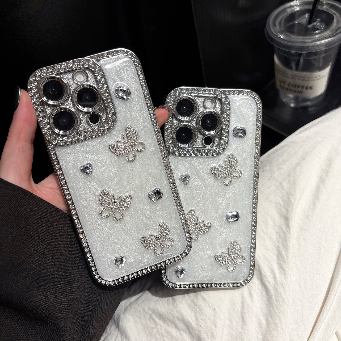 Luxury Crystal Butterfly iPhone Case – Sparkling Diamond-Embellished Design with Elegant Butterfly Motif, Shiny Gloss Finish for iPhone 16/15/14/13, Perfect Gift for Her