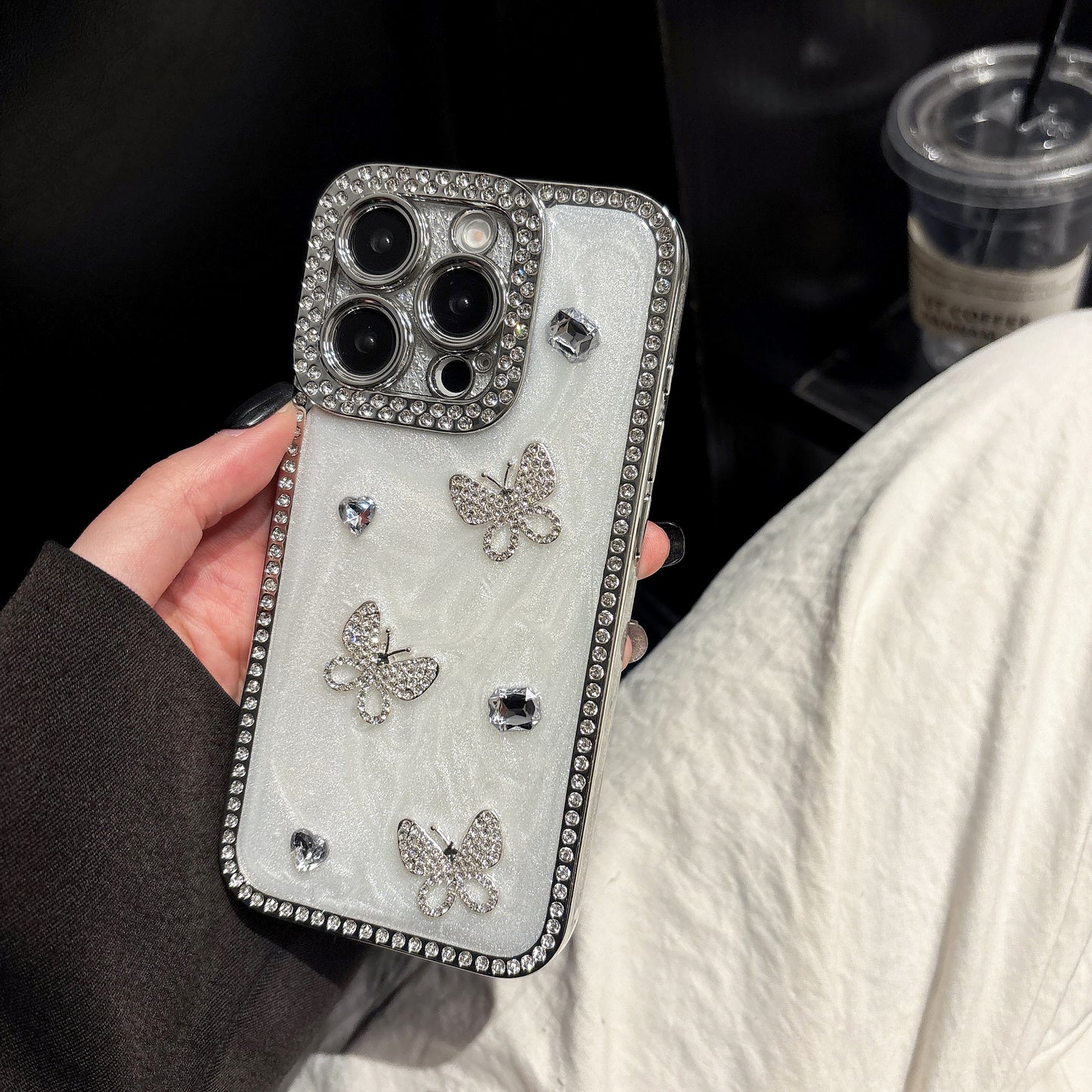 Luxury Crystal Butterfly iPhone Case – Sparkling Diamond-Embellished Design with Elegant Butterfly Motif, Shiny Gloss Finish for iPhone 16/15/14/13, Perfect Gift for Her