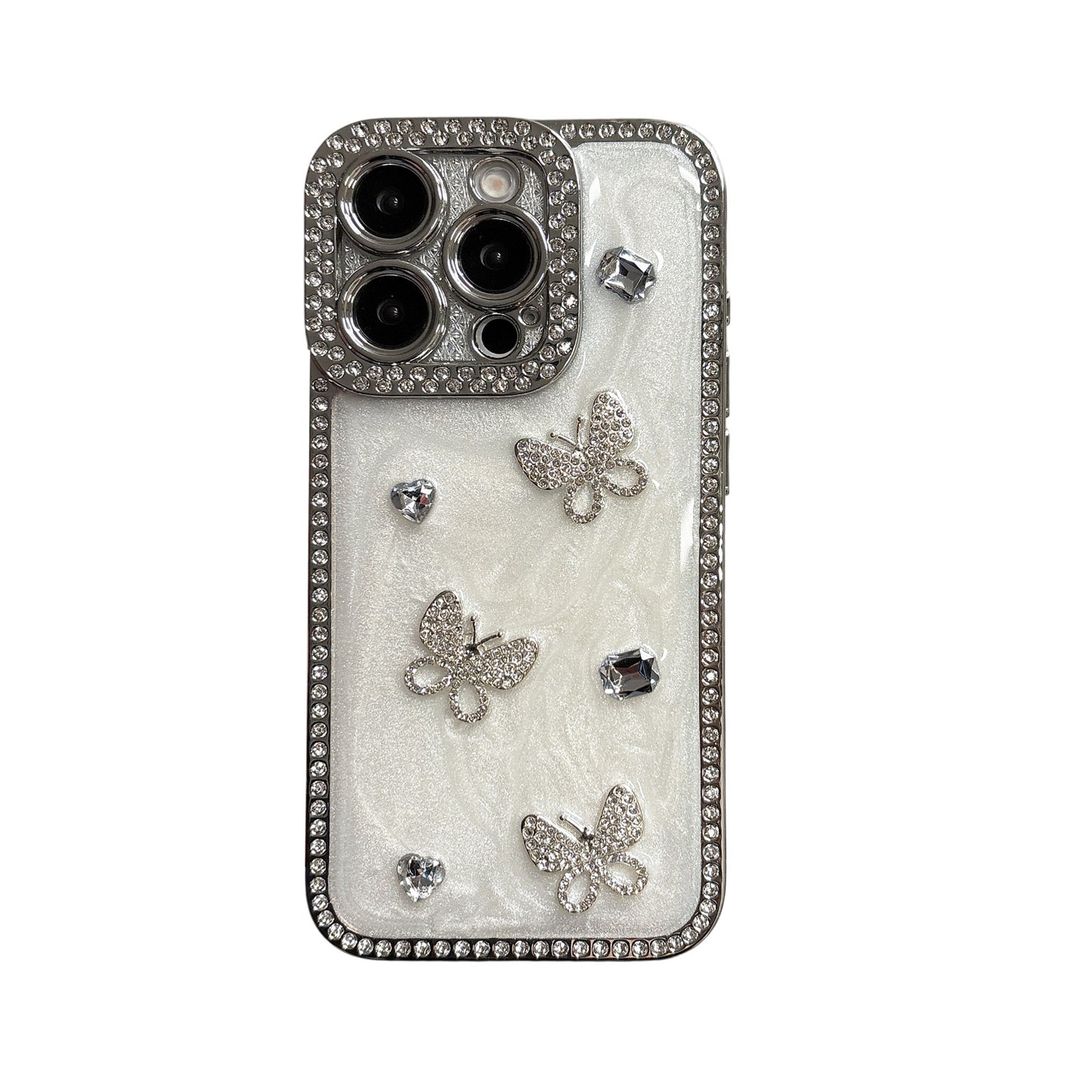 Luxury Crystal Butterfly iPhone Case – Sparkling Diamond-Embellished Design with Elegant Butterfly Motif, Shiny Gloss Finish for iPhone 16/15/14/13, Perfect Gift for Her