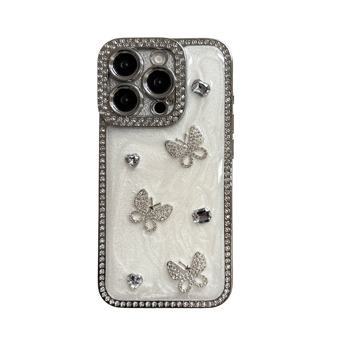 Luxury Crystal Butterfly iPhone Case – Sparkling Diamond-Embellished Design with Elegant Butterfly Motif, Shiny Gloss Finish for iPhone 16/15/14/13, Perfect Gift for Her