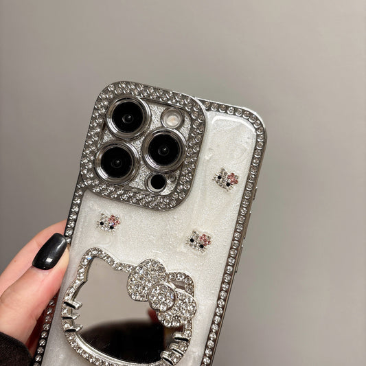 Hello Kitty Bling Mirror Phone Case – Luxury Diamond Crystal Protective Cover for iPhone