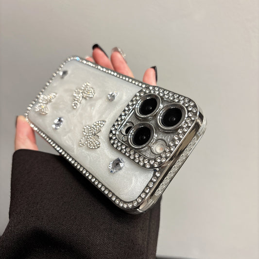 Luxury Crystal Butterfly iPhone Case – Sparkling Diamond-Embellished Design with Elegant Butterfly Motif, Shiny Gloss Finish for iPhone 16/15/14/13, Perfect Gift for Her