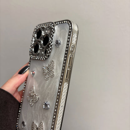 Luxury Crystal Butterfly iPhone Case – Sparkling Diamond-Embellished Design with Elegant Butterfly Motif, Shiny Gloss Finish for iPhone 16/15/14/13, Perfect Gift for Her