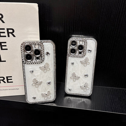 Luxury Crystal Butterfly iPhone Case – Sparkling Diamond-Embellished Design with Elegant Butterfly Motif, Shiny Gloss Finish for iPhone 16/15/14/13, Perfect Gift for Her
