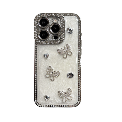 Luxury Crystal Butterfly iPhone Case – Sparkling Diamond-Embellished Design with Elegant Butterfly Motif, Shiny Gloss Finish for iPhone 16/15/14/13, Perfect Gift for Her