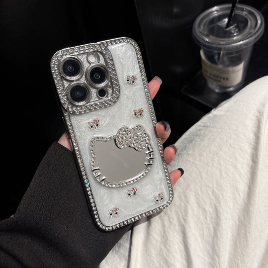 Hello Kitty Bling Mirror Phone Case – Luxury Diamond Crystal Protective Cover for iPhone