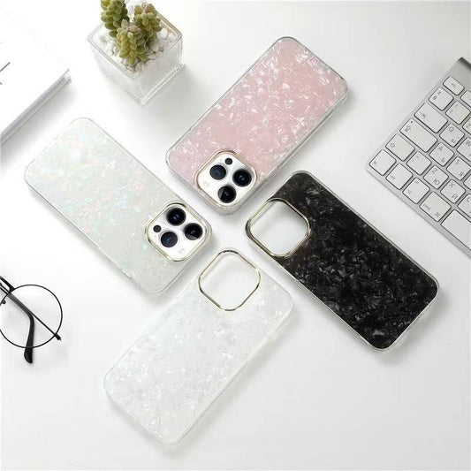 Elegant Shell Texture Phone Case for iPhone – Slim Shimmer Pearl Design Cover – Soft TPU Protective Back Case for Women & Girls