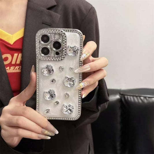 Luxury Crystal Rhinestone Phone Case – 3D Diamond Bling Design with Pearl Shimmer Finish, Full Camera Protection, Shock-Resistant and Fashion-Forward Accessory for Glamorous Style