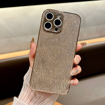 Shimmering Wave iPhone Case – Sparkling Glitter Design with Metallic Edges, Luxury Protective Case for iPhone 16/15/14/13, Available in Multiple Colors